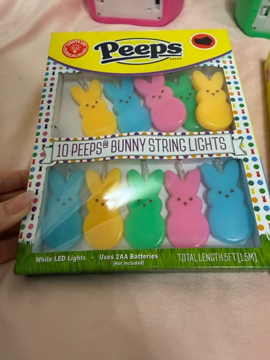 NWT PEEPS Easter Decor Bundle Bunny String Lights LED Candle Pink Spring Basket - Picture 5 of 10